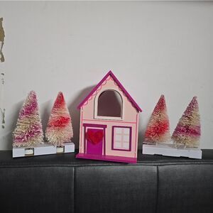 Red and Pink Holiday Decor Miniature Christmas Trees